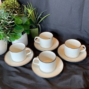 Set of 4 Vintage J&G Meakin tea / coffee cups / mugs and sauces Made in England